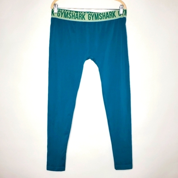 Gymshark Flex Low Rise Women's Leggings Size XL Green Spellout Pull-on Pants - Picture 1 of 12